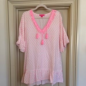 Lilly Pulitzer Swim Coverup with Neon Pink Tassels